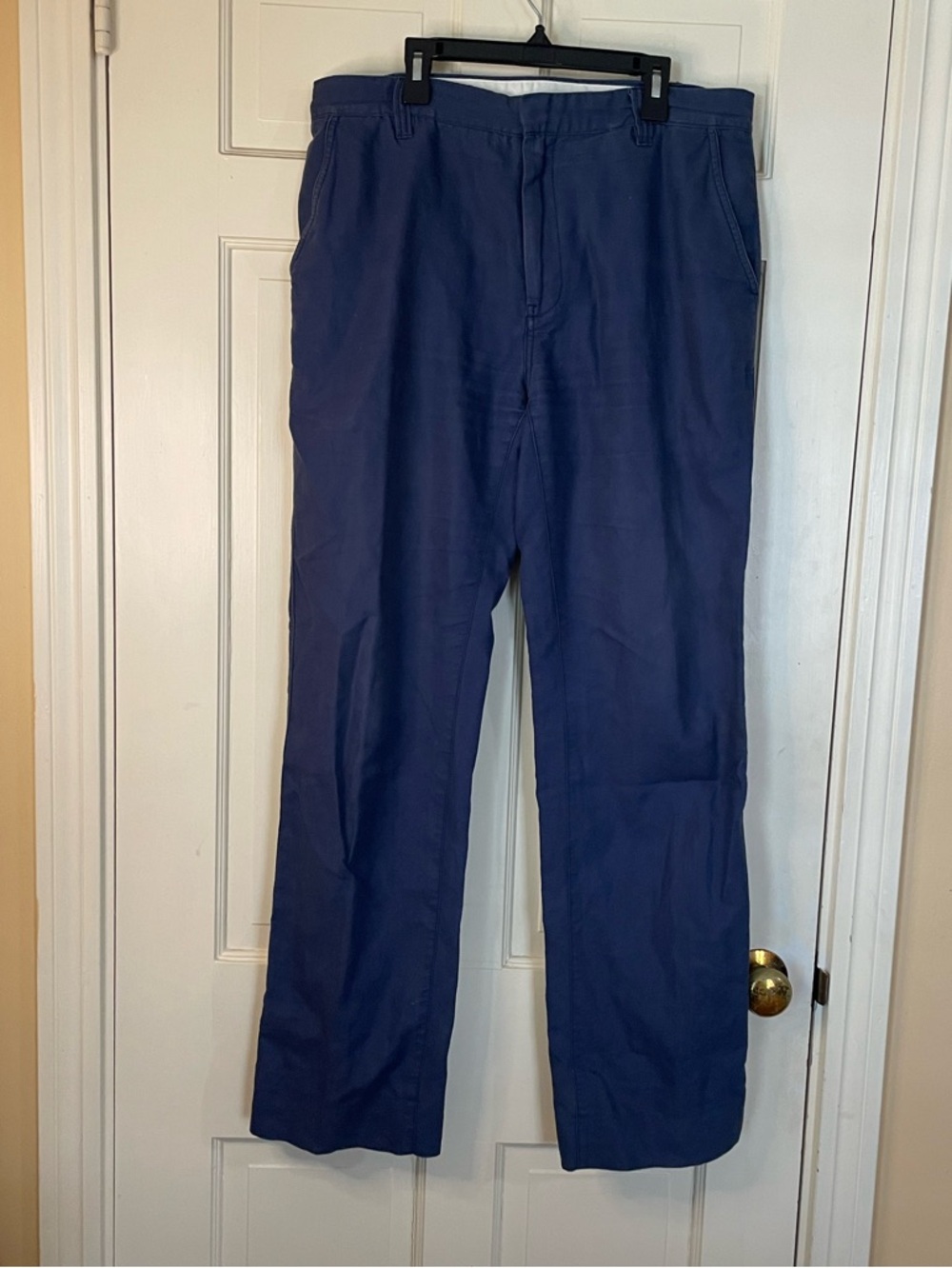 Boden Mens Navy Blue Linen Cotton Straight Leg Pants Size 34x32